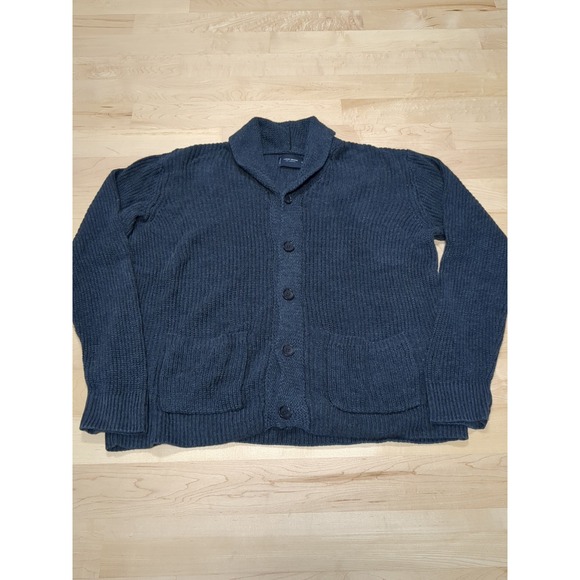 Lucky Brand Other - Lucky Brand Linen Blend Cardigan Sweater Shawl Collar Button Blue Size XL Men's